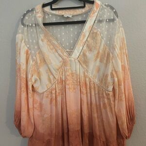 A Collective Story Ezra Floral Ombre Peasant Top | XL